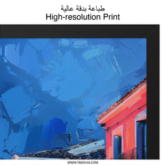 European Street Wall Art, Cityscape Painting Print, Colorful Town View, Abstract Impressionist Art, Home Decor, Gallery Wall Art - Tawshia