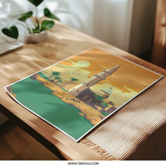Mosque Photographic Print, Islamic Architecture Wall Art, Middle Eastern Art, Desert Oasis, Tropical Print, Sunset Art Print, Unique Gift - Tawshia