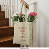 Kind Words Honey Sweet Soul Tote Bag, Inspirational Quote Bag, Positive Message Shopper Bag, Cute Floral Design, Gift for Her - Tawshia