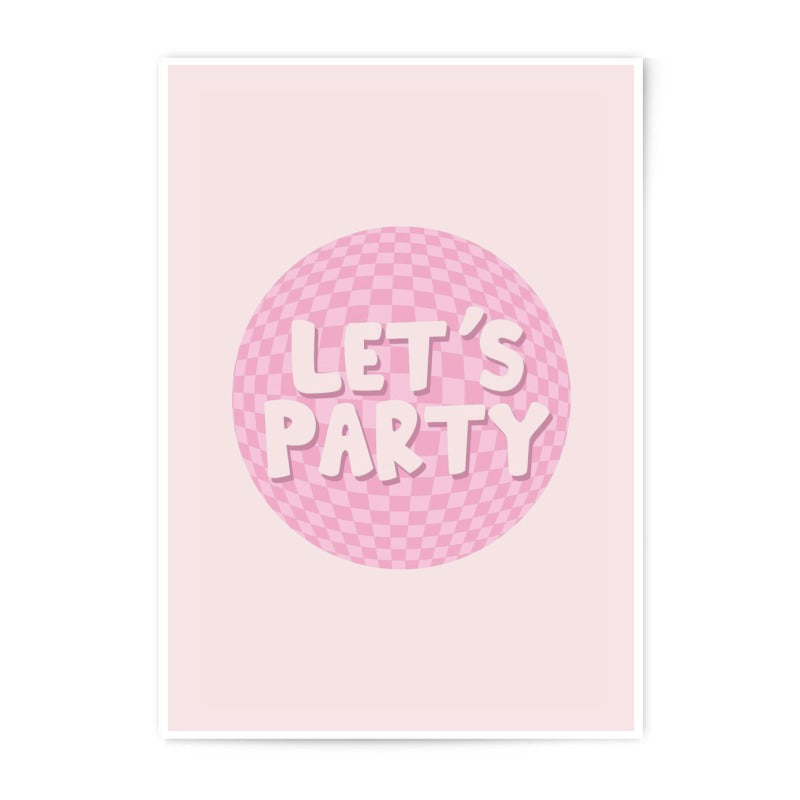 Lets Party Photographic Print, Pink Checkered Design, Fun Art Print, Party Decor, Celebration Art, Wall Decor, Trendy Aesthetic - Tawshia