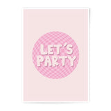 Lets Party Photographic Print, Pink Checkered Design, Fun Art Print, Party Decor, Celebration Art, Wall Decor, Trendy Aesthetic - Tawshia