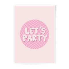 Lets Party Photographic Print, Pink Checkered Design, Fun Art Print, Party Decor, Celebration Art, Wall Decor, Trendy Aesthetic - Tawshia