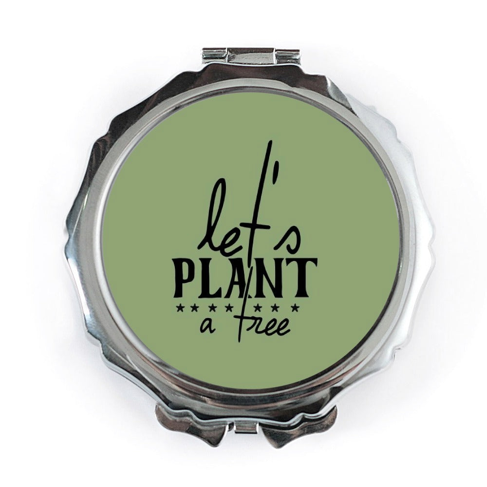 Lets Plant A Tree Pocket Mirror, Environmental Gift, Earth Day Present, Green Theme, Nature Lover Mirror, Eco Friendly Mirror - Tawshia