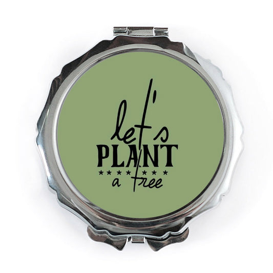 Lets Plant A Tree Pocket Mirror, Environmental Gift, Earth Day Present, Green Theme, Nature Lover Mirror, Eco Friendly Mirror - Tawshia