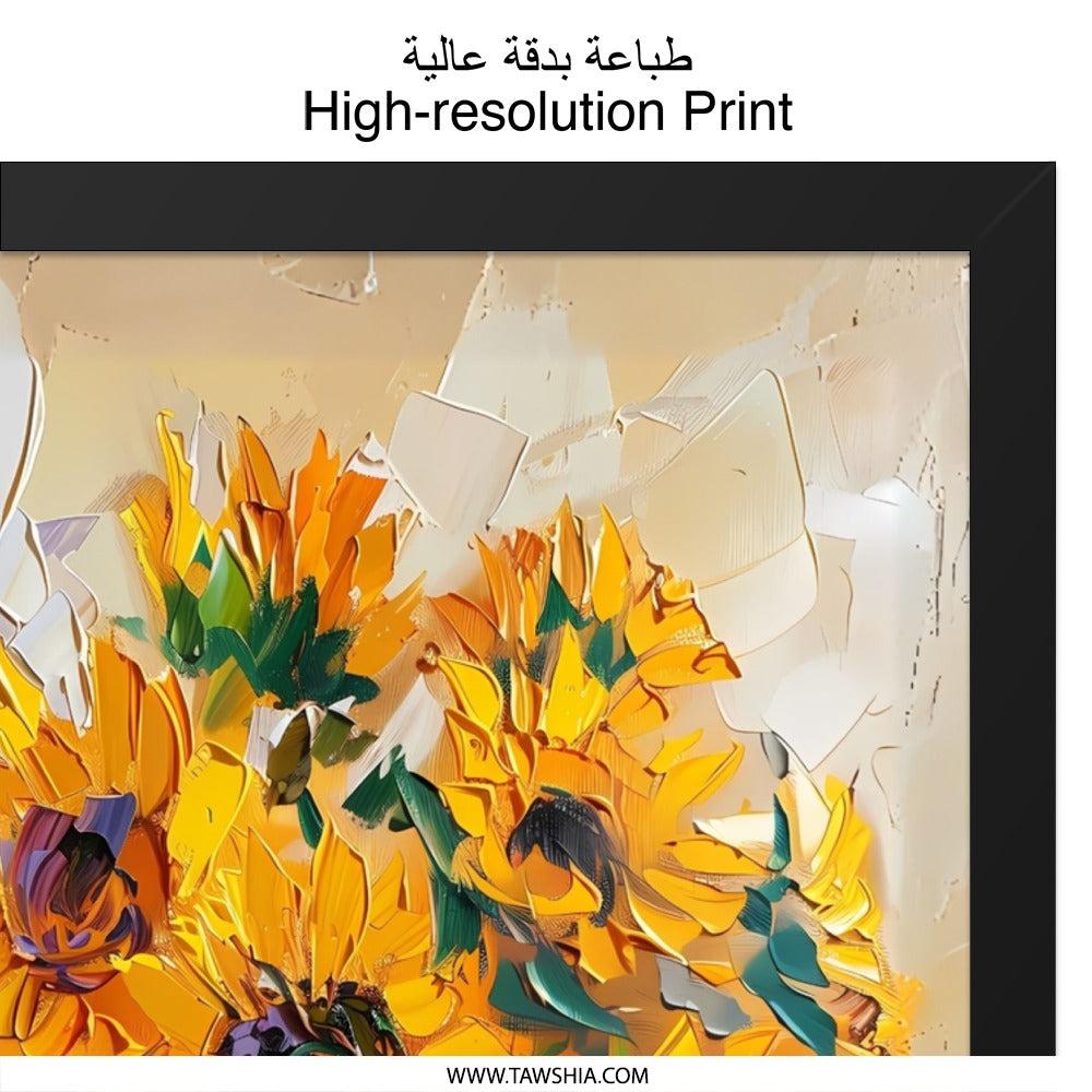 Sunflower Wall Art, Floral Painting Print, Impressionist Art, Summer Decor, Flower Bouquet Art, Yellow Flower Art, Bright Wall Art - Tawshia
