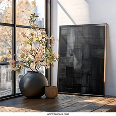 Abstract Black Wall Art, Minimalist Painting Print, Modern Home Decor, Textured Wall Decor, Dark Abstract Art - Tawshia