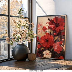 Red Poppy Wall Art, Floral Painting Print, Botanical Wall Decor, Flower Art Print, Red Floral Wall Decor, Poppy Art Print, Framed Wall Art - Tawshia