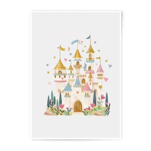 Whimsical Castle Photographic Print, Dreamy Castle Art, Cute Nursery Decor, Colorful Castle Illustration, Kids Room Art, Princess Castle - Tawshia