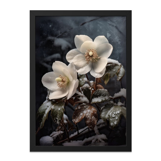 Winter Hellebore Wall Art, Floral Print, White Flower Photography, Botanical Decor, Nature Artwork, Snowy Flower Art, Christmas Rose Print - Tawshia