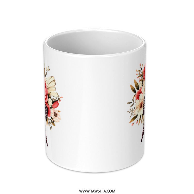 Floral Bouquet Mug, Red Rose Mug, Flower Mug, Elegant Mug, Bow Mug, Gift Mug, Decorative Mug, Coffee Mug, Tea Mug, Unique Mug - Tawshia