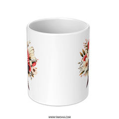Floral Bouquet Mug, Red Rose Mug, Flower Mug, Elegant Mug, Bow Mug, Gift Mug, Decorative Mug, Coffee Mug, Tea Mug, Unique Mug - Tawshia