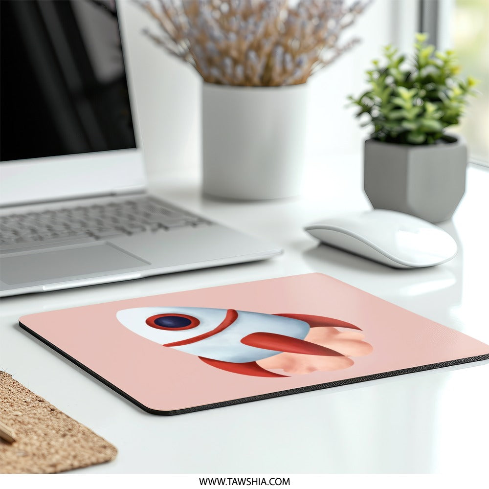 Retro Rocket Mouse Pad, Space Theme Mousepad, Cute Computer Accessories, Office Decor, Desk Mat - Tawshia