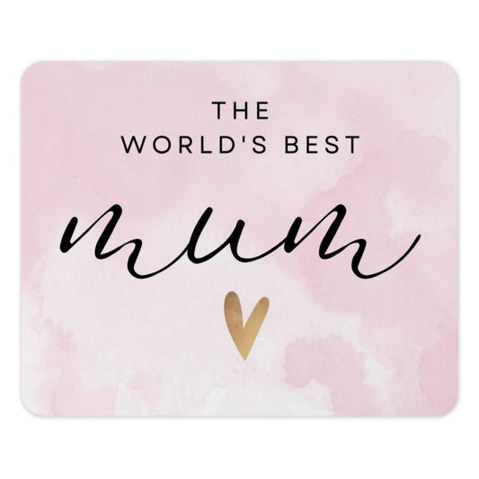 Worlds Best Mum Mouse Pad, Pink Watercolor Mousepad, Mothers Day Gift, Unique Gift for Mom, Mum Birthday Present, Work From Home Decor - Tawshia
