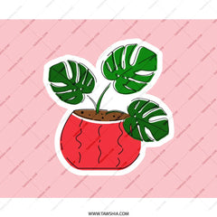 Monstera Plant Mouse Pad, Tropical Leaf Desk Decor, Cute Aesthetic Mousepad, Home Office Gift, Potted Plant Mousepad, Pink Background - Tawshia