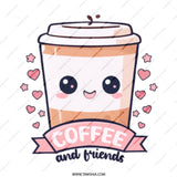 Coffee and Friends Mug, Cute Kawaii Mug, Coffee Lover Gift, Friendship Mug, Unique Coffee Mug, Gift for Best Friend, Drinkware - Tawshia