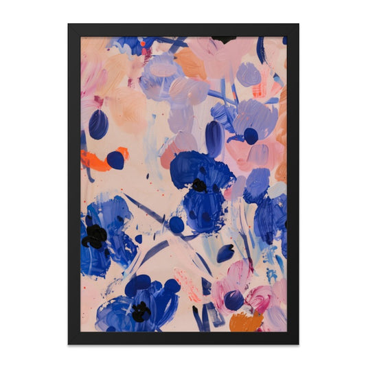 Abstract Floral Wall Art, Modern Flower Painting Print, Blue and Pink Art, Contemporary Home Decor, Colorful Wall Decor - Tawshia