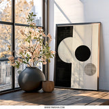 Abstract Circles Wall Art, Geometric Art Print, Modern Minimalist Art, Black and White Art, Home Decor Art, Contemporary Wall Decor - Tawshia