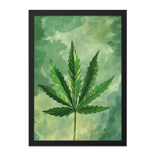 Watercolor Cannabis Leaf Wall Art, Green Plant Print, Botanical Home Decor, Modern Weed Art, Marijuana Poster, Legalization Art - Tawshia