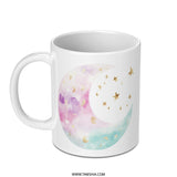 Watercolor Moon Mug, Celestial Mug, Starry Night Mug, Dreamy Mug, Gift Idea, Unique Mug SKU: MG10004207 - Tawshia