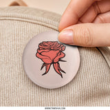Rose Pinback Button, Floral Button Badge, Botanical Art, Trendy Buttons, Aesthetic Pin, Nature Lover Gift, Cute Accessories - Tawshia