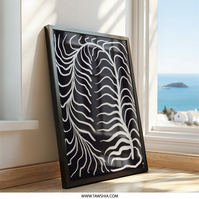 Abstract Plant Wall Art, Modern Minimalist Decor, Black and White Print, Botanical Illustration, Trendy Home Wall Decor - Tawshia