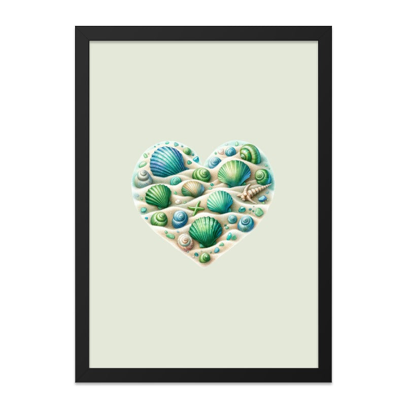 Seashell Heart Wall Art, Beach Decor, Coastal Art Print, Ocean Lover Gift, Nautical Wall Decor, Seashell Art, Beach House Art - Tawshia
