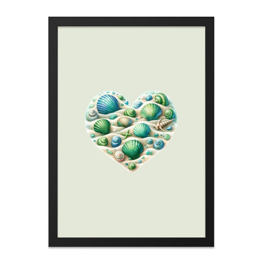Seashell Heart Wall Art, Beach Decor, Coastal Art Print, Ocean Lover Gift, Nautical Wall Decor, Seashell Art, Beach House Art - Tawshia