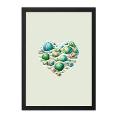 Seashell Heart Wall Art, Beach Decor, Coastal Art Print, Ocean Lover Gift, Nautical Wall Decor, Seashell Art, Beach House Art - Tawshia