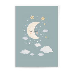 Moon and Stars Photographic Print, Nursery Decor Art, Celestial Wall Art, Baby Room Decoration, Kids Room Art - Tawshia