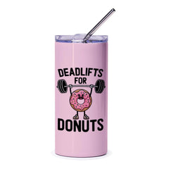 Deadlifts for Donuts Tumbler, Funny Workout Gift, Gym Lover Cup, Weightlifting Donut, Fitness Motivation, Cute Design - Tawshia