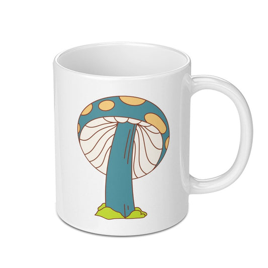 Mushroom Mug, Blue Mushroom Design, Whimsical Mug, Cute Tea Mug, Coffee Lover Gift, Kitchen Decor, Fungi Mug, Unique Mug Gift - Tawshia