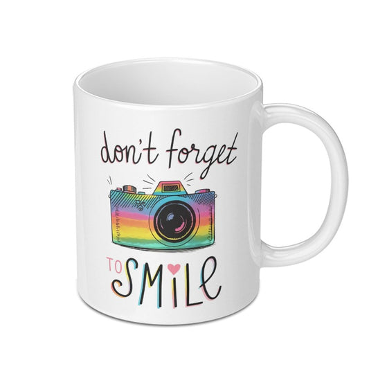 Don't Forget To Smile Mug, Camera Design Coffee Mug, Positive Vibes Cup, Gift For Photographer, Motivational Tea Cup, Colorful Novelty Mug - Tawshia
