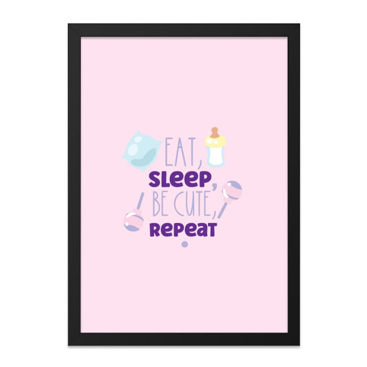 Eat Sleep Be Cute Repeat Wall Art, Nursery Decor, Baby Room Art, Kids Room Poster, Playroom Art, Cute Wall Art, Wall Decor - Tawshia