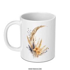 Boho Floral Mug, Watercolor Flower Coffee Cup, Aesthetic Botanical Mug, Elegant Feather and Flower Mug, Unique Gift Idea, Mug For Her - Tawshia