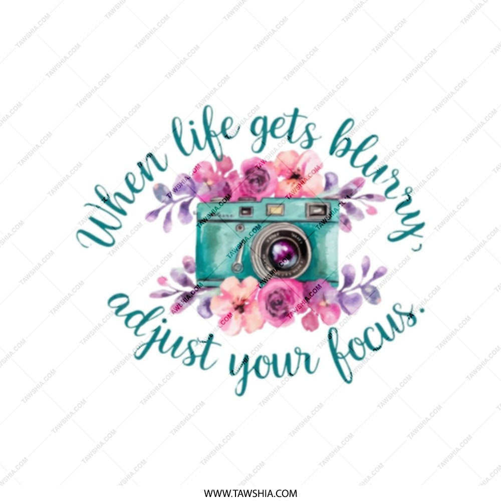 Floral Camera Tote Bag, Inspirational Quote Tote, Adjust Your Focus, Photography Lover Gift, Cute Tote Bag, Everyday Bag, Stylish Tote Bag - Tawshia