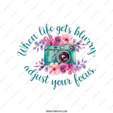 Floral Camera Tote Bag, Inspirational Quote Tote, Adjust Your Focus, Photography Lover Gift, Cute Tote Bag, Everyday Bag, Stylish Tote Bag - Tawshia