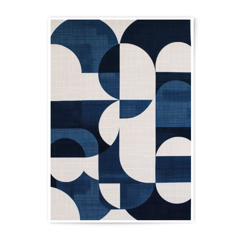 Abstract Art Photographic Print, Navy Blue Geometric Design, Modern Wall Decor, Home Art Print, Circle Square Art - Tawshia
