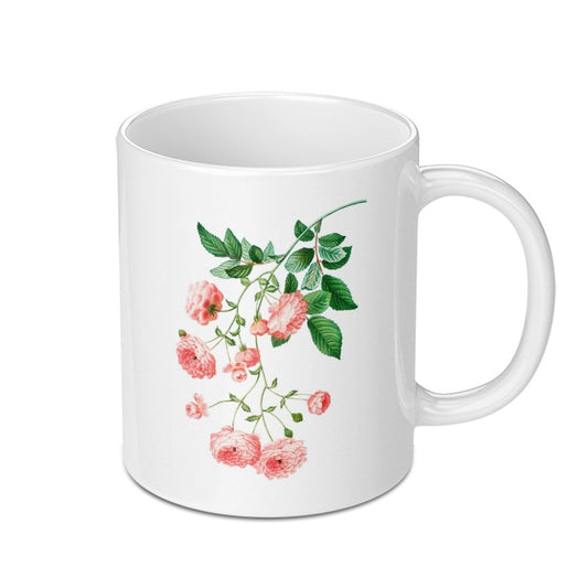 Vintage Pink Rose Mug, Floral Coffee Mug, Botanical Print, Gift Idea, Tea Cup, Flower Mug, Elegant Design, Unique Coffee Cup - Tawshia