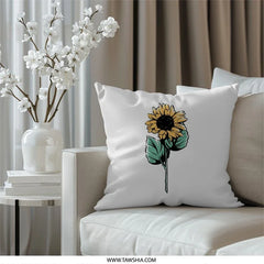 Sunflower Pillow Cover, Floral Throw Pillow, Botanical Pillow, Summer Decor, Home Decor Pillow, Decorative Accent Pillow - Tawshia