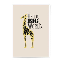 Giraffe Photographic Print, Hello Big World Art, Nursery Decor, Animal Art Print, Kids Room Wall Art, Playroom Art, Childrens Gift - Tawshia