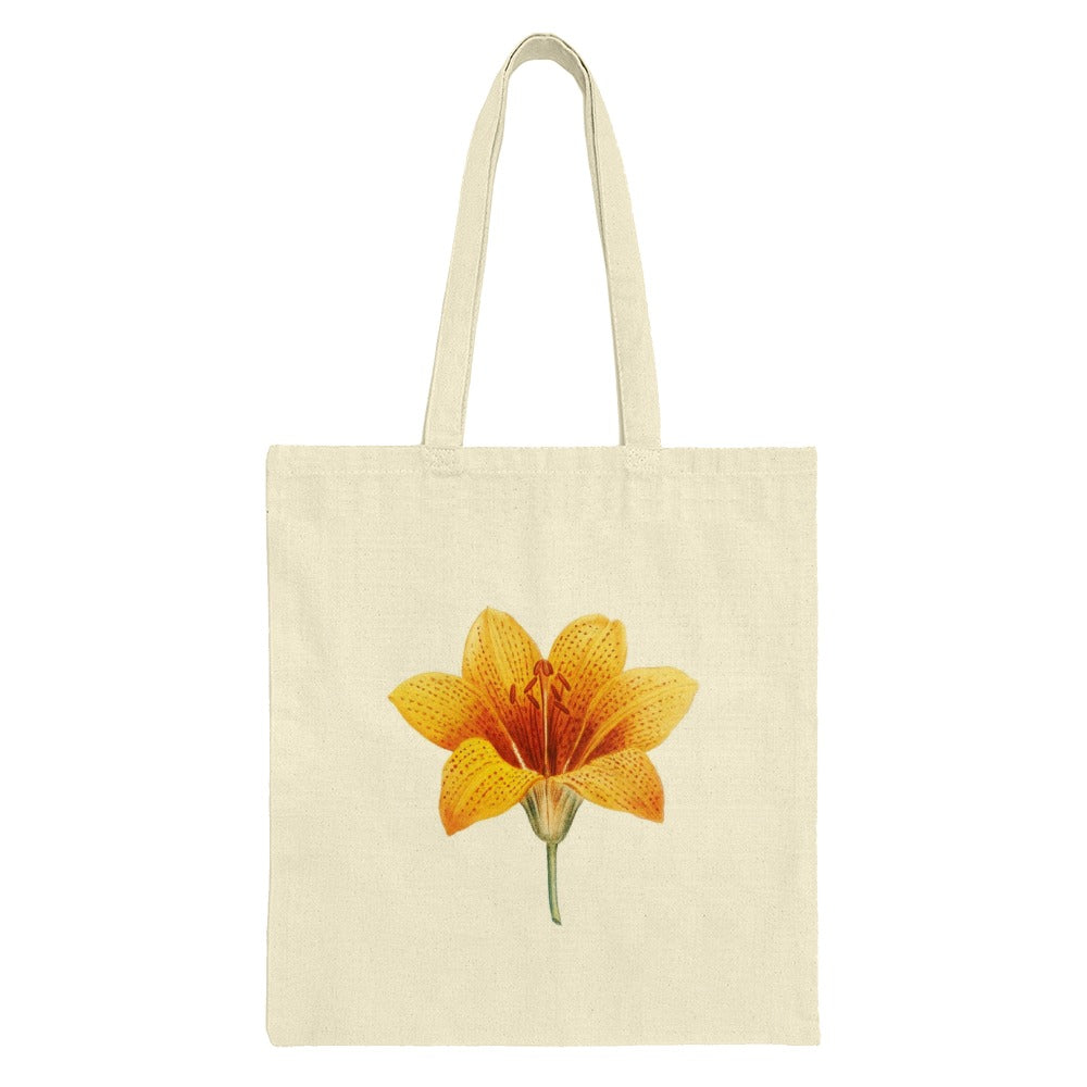 Lily Tote Bag, Floral Canvas Bag, Botanical Tote, Yellow Flower Bag, Cute Tote, Shopping Bag, Gift for Her, Book Bag, Nature Lover Gift - Tawshia