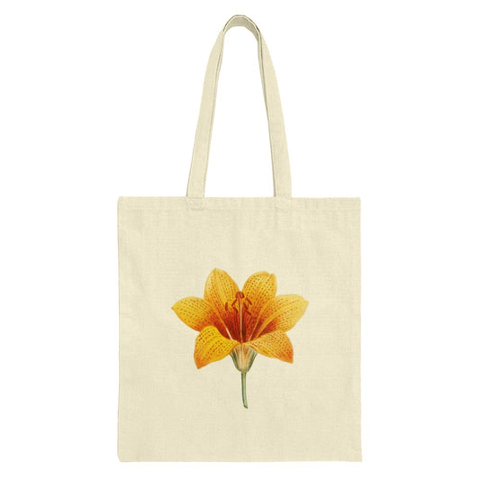 Lily Tote Bag, Floral Canvas Bag, Botanical Tote, Yellow Flower Bag, Cute Tote, Shopping Bag, Gift for Her, Book Bag, Nature Lover Gift - Tawshia