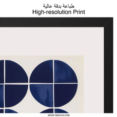 Navy Circles Wall Art, Geometric Print, Minimalist Decor, Modern Art, Wall Decor, Framed Art, Home Decor, Abstract Art, Circle Design - Tawshia