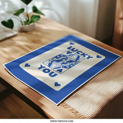 Lucky You Photographic Print, Queen of Hearts Card Art, Casino Decor, Game Room Wall Art, Unique Gift, Playing Card, Lucky Print - Tawshia