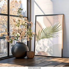 Tropical Leaf Wall Art, Abstract Botanical Print, Boho Home Decor, Modern Art, Palm Leaf Art, Neutral Wall Decor, Minimalist Wall Art - Tawshia