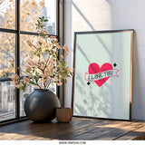 I Love You Wall Art, Heart Poster, Cute Love Sign, Valentines Day Gift, Anniversary Decor, Romantic Print, Home Decor - Tawshia