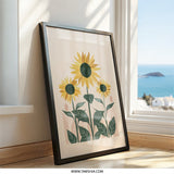 Sunflower Wall Art, Floral Print, Botanical Art Print, Modern Home Decor, Summer Decor, Flower Wall Decor, Farmhouse Wall Art - Tawshia