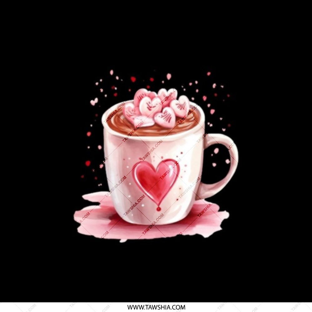 Heart Cocoa Pocket Mirror, Valentines Day Gift, Love Mug, Coffee Cup Mirror, Cute Folding Mirror, Cosmetic Mirror, Travel Mirror - Tawshia