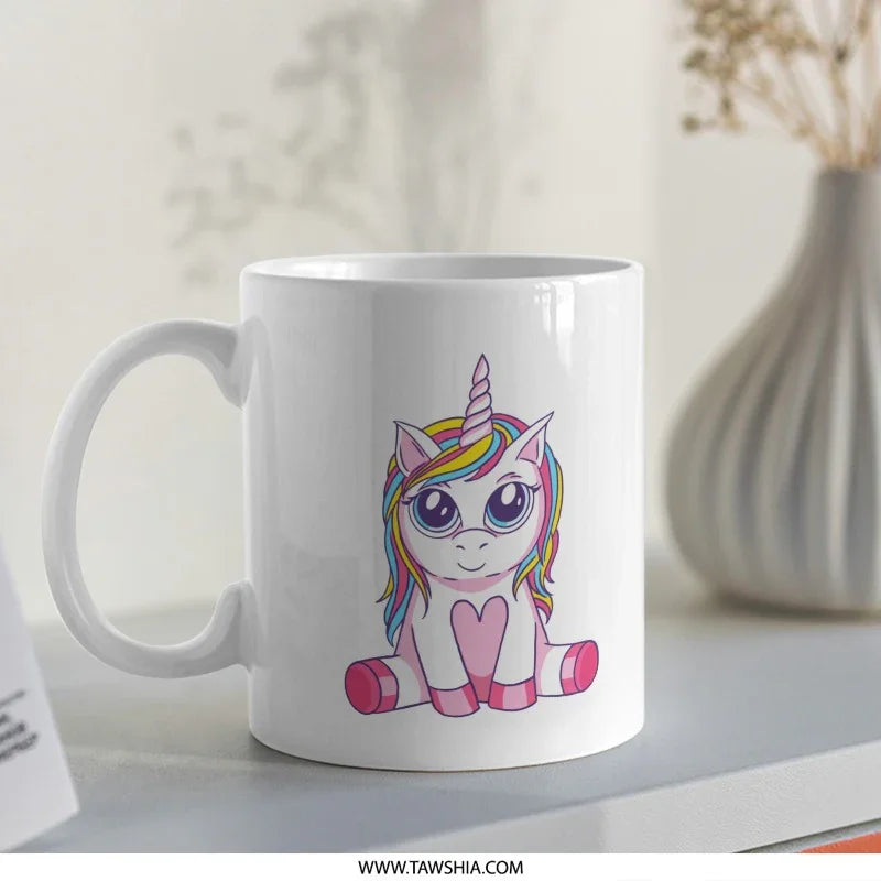 Cute Rainbow Unicorn with Big Eyes Coffee Mug product