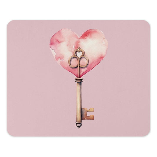 Heart Key Mouse Pad, Pink Watercolor Mousepad, Cute Desk Accessory, Unique Computer Mat, Office Decor, Gift for Her, Valentine Mouse Pad - Tawshia